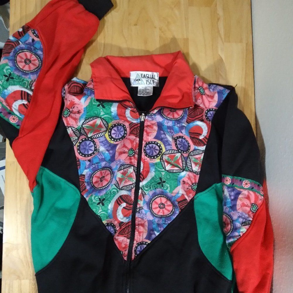 Vintage Casual Isle Color Block Abstract Pattern Jacket